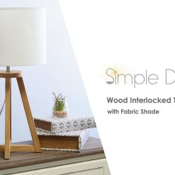 All The Rages Triangular Natural Wood Table Lamp with Fabric Shade