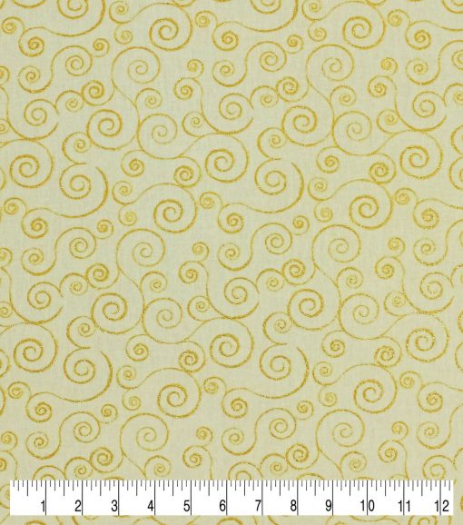 Swirl Vines Christmas Glitter Cotton Fabric - Image 6