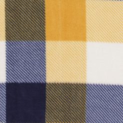 Yellow   Navy Buffalo Checks Anti Pill Fleece Fabric