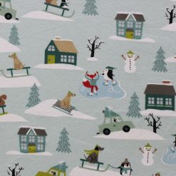 Animals in Snow on Gray Super Snuggle Christmas Flannel Fabric