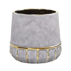 Nearly Natural 8.5 Regal Stone Decorative Planter With Gold Accents