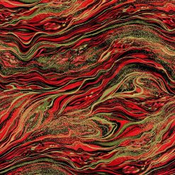 Hi Fashion Red   Green Blender Premium Metallic Cotton Fabric