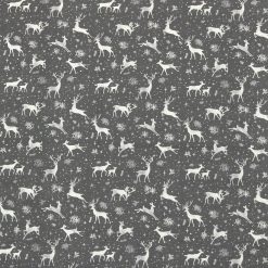 Prancing Deer on Gray Super Snuggle Christmas Flannel Fabric