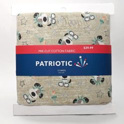 3yd Gray I Woof You Statue Of Liberty Precut Foil Cotton Fabric