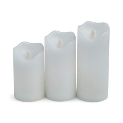 3 x 6 LED White Aurora Flame Wave Edge Pillar Candles 3pk by Hudson 43
