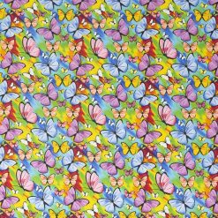 Multicolor Butterflies Novelty Cotton Fabric