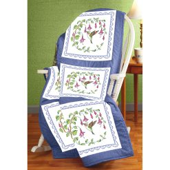 Janlynn 18 Hummingbird Quilt Block Stamped Cross Stitch Kit 6pk