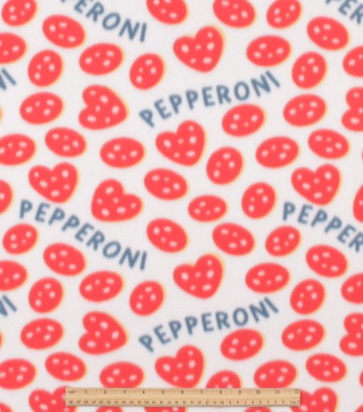 Pepperoni on White Blizzard Fleece Fabric - Image 2