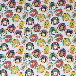 SINGER Sweaters on Blue Christmas Cotton Fabric