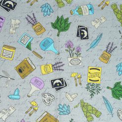 Gray Spells   Potions Novelty Cotton Fabric