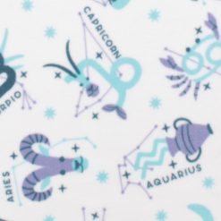 Galactic Celestial Astrology on White Anti Pill Fleece Fabric