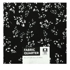 18 x 21 Floral on Black Cotton Fabric Quarter 1pc by Keepsake Calico