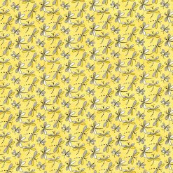 Fabric Traditions Dragonflies Yellow Novelty Glitter Cotton Fabric