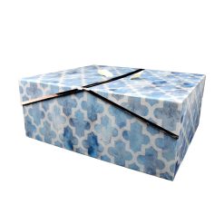 12 Geometrics Blue Rectangle Box With Double Door Lid by Hudson 43