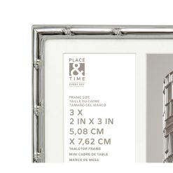 3 x 2 Silver Bamboo 3 Picture Tabletop Collage Frame by Place   Time