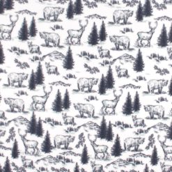 Wilderness Scenic on White Anti Pill Fleece Fabric