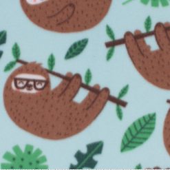 Blizzard Fleece Fabric Happy Hanging Sloth