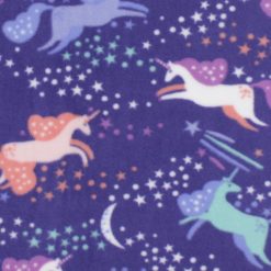Unicorns in Sky on Purple Anti Pill Fleece Fabric