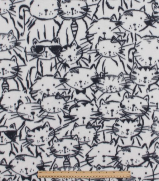 Sketched Cats Blizzard Prints Fleece Fabric - Image 2