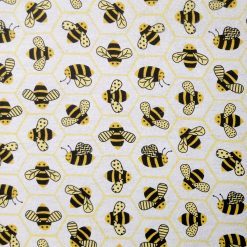Bees on White Super Snuggle Flannel Fabric