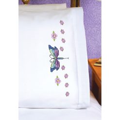 Janlynn 30  x 20 Dragonfly Stamped Cross Stitch Pillowcases 2pk
