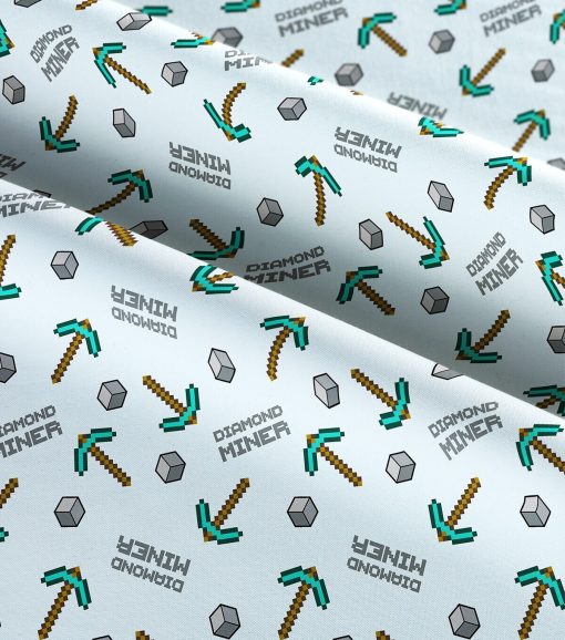 Minecraft Diamond Miner Cotton Fabric - Image 3