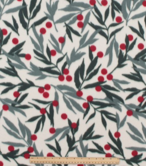 Green Mistletoe Blizzard Fleece Fabric - Image 2