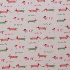 Ho Ho Ho   Dachshund Dog Super Snuggle Christmas Flannel Fabric