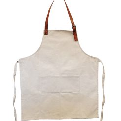 Canvas Apron with Adjustable Vegan Leather Straps   Natural
