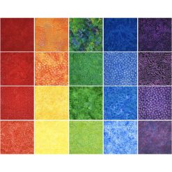 10 Rainbow Bright Batik Cotton Fabric Squares 42pc
