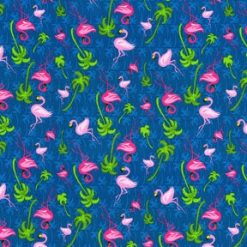 Fabric Traditions Flamingos On Blue Novelty Cotton Fabric