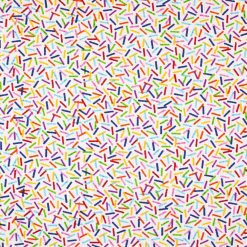 Tossed Confetti on White Celebration Cotton Fabric