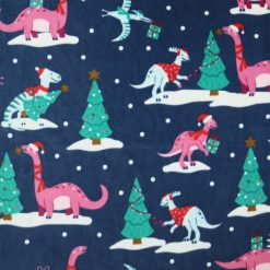 Pink Dinosaurs With Presents Anti Pill Fleece Fabric