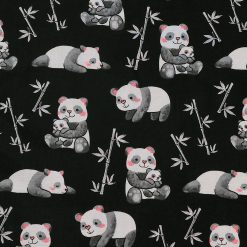 Novelty Cotton Fabric Pandas Hugging