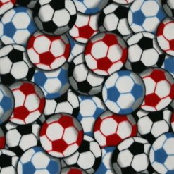 Red   Blue Soccer Balls Anti Pill Fleece Fabric