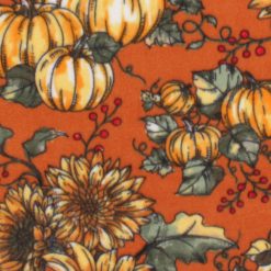Pumpkins   Sunflowers on Orange Anti Pill Fleece Fabric