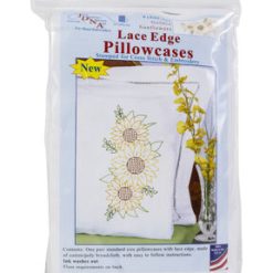 Jack Dempsey 2pk Sunflowers Stamped Lace Edge Pillowcases