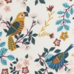 Birds   Floral on White Anti Pill Fleece Fabric