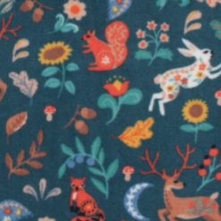 Folk Woodland Animals on Teal Anti Pill Fleece Fabric