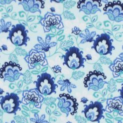 Blue Jacobean Floral Anti Pill Fleece Fabric