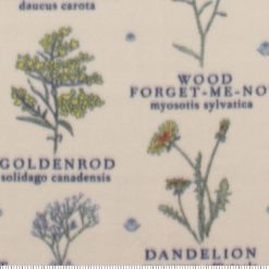 Flower Names on Beige Anti Pill Fleece Fabric