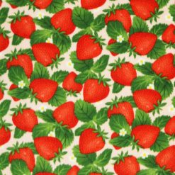 Red Bold Summer Strawberry Patch Anti Pill Plush Fleece Fabric