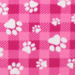 Dog Paw on Pink Buffalo Check Blizzard Fleece Fabric