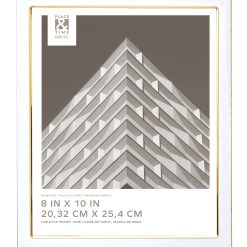 8 x 10 White   Gold Enamel Tabletop Picture Frame by Place   Time