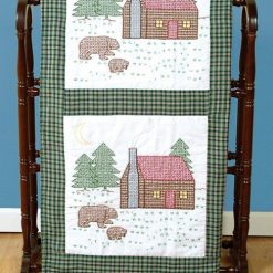 Jack Dempsey Needle Art 18 Cabin   Bears Stamped Quilt Blocks 6pk