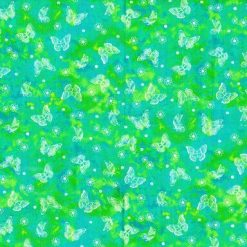 Fabric Traditions Teal Butterflies Cotton Fabric by Keepsake Calico