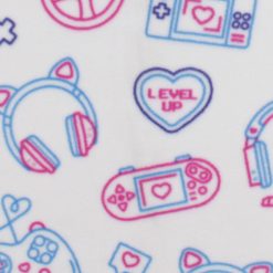 Pink Gaming Accessories on White Anti Pill Fleece Fabric