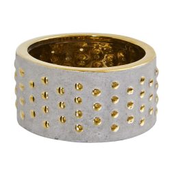 Nearly Natural 7 x 3 Regal Stone Hobnail Planter With Gold Accents