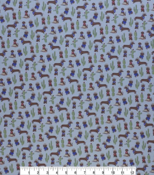 Novelty Cotton Fabric Western Wiener Dog - Image 2