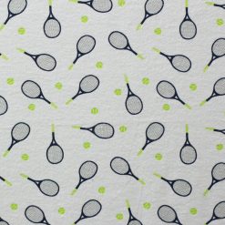 White Tennis Rackets Super Snuggle Flannel Fabric